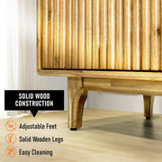 Fluted Acacia Wood TV Stand