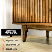 Fluted Acacia Wood TV Stand