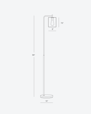 Brass-Finish Glass Cylinder Floor Lamp