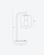 Brass USB Table Lamp with Glass Shade & Wireless Charging