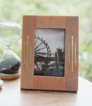 Pink Marble Brass-Inlay Picture Frame