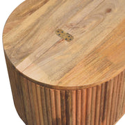 Fluted Mango Wood Oval Storage Coffee Table