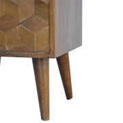 Cube-Carved Mango Wood Nightstand