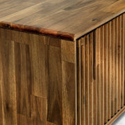 Fluted Acacia Wood TV Stand — scale reference and proportion detail