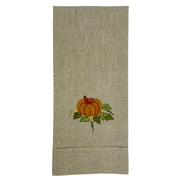 Embroidered Pumpkin Linen Tea Towel