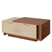 Dual-Tone Chevron Extendable Storage Coffee Table