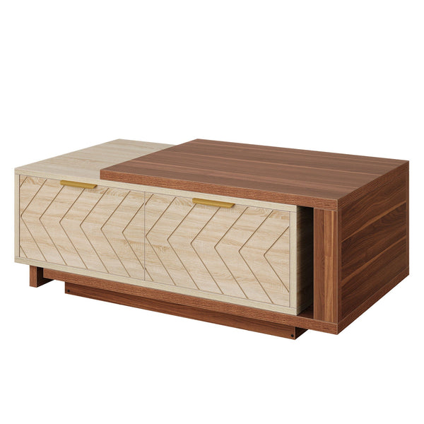 Chevron Dual-Tone Extendable Storage Coffee Table