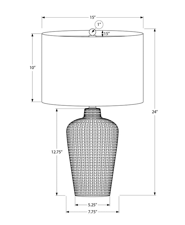 Grid-Impressed Ceramic Table Lamp