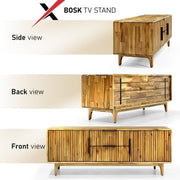 Fluted Acacia Wood TV Stand