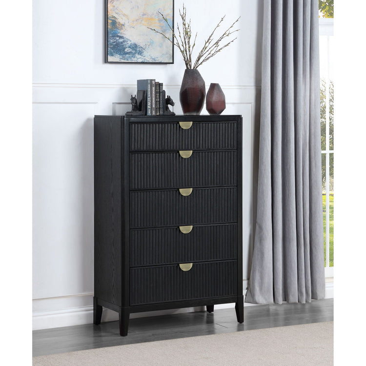 Fluted Five-Drawer Tall Chest