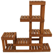 Teak-Finish Meranti Wood Tiered Plant Stand