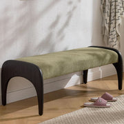 Linen-Texture Upholstered Arch-Leg Bench – ottoman (view 9) | Roost & Roam