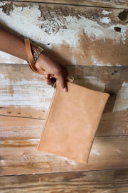 Leather Zip Wristlet Clutch