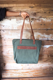 Canvas and Leather Tote Bag