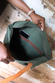 Canvas and Leather Tote Bag