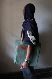 Canvas and Leather Tote Bag