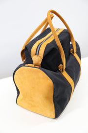 Black Canvas Leather-Trim Toiletry Bag