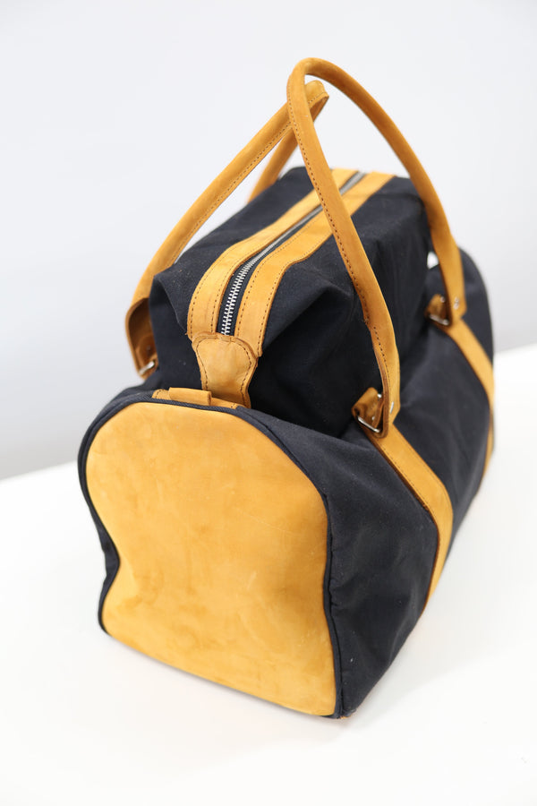 Black Canvas Leather-Trim Toiletry Bag