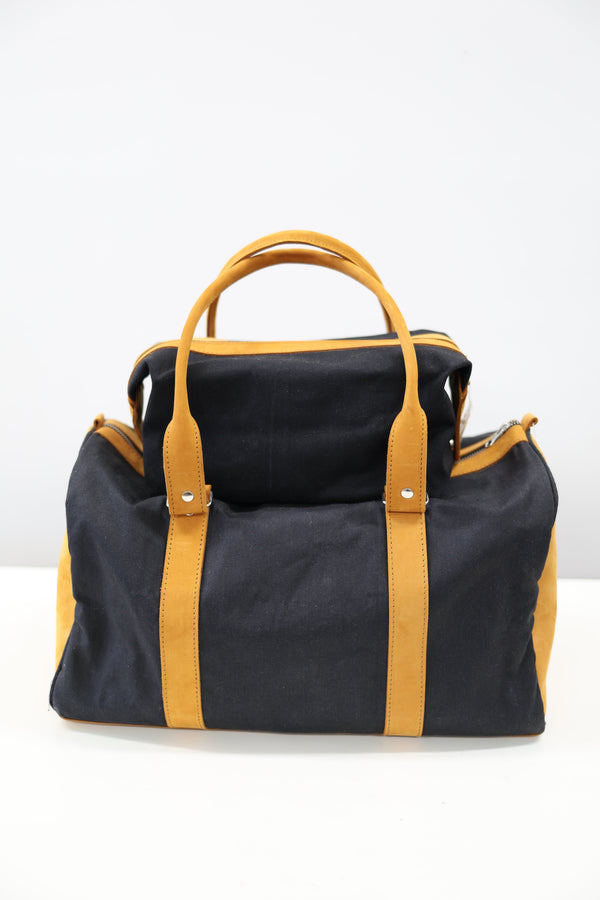 Black Canvas Leather-Trim Toiletry Bag