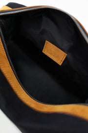 Black Canvas Leather-Trim Toiletry Bag