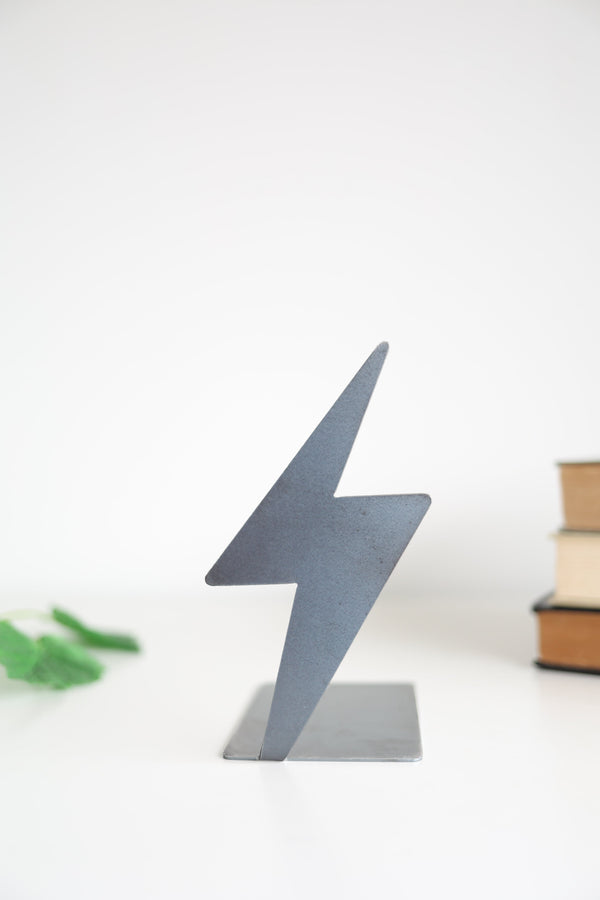 Steel Lightning Bolt Bookend