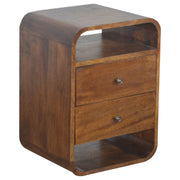 Curved Mango Wood 2-Drawer Nightstand