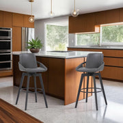 Mid-Century Swivel Faux Leather Bar Stool