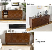 Hexagonal Relief Wood Sideboard Buffet
