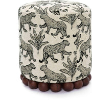 Leopard Jacquard Round Ottoman (view 4) | Roost & Roam