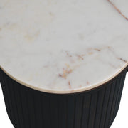 Fluted Mango Wood Marble-Top Coffee Table