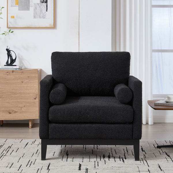 Modern Performance Fabric Wood-Base Accent Chair
