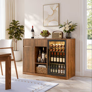 Fluted Bar Cabinet with Fridge Space