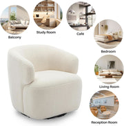 Boucle Sherpa Swivel Barrel Chair (view 6) | Roost & Roam
