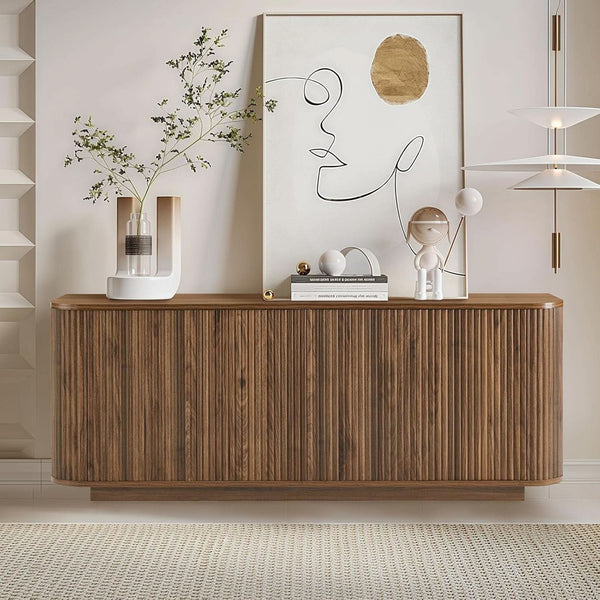 Fluted Walnut-Finish Sideboard Cabinet – buffet (view 3) | Roost & Roam