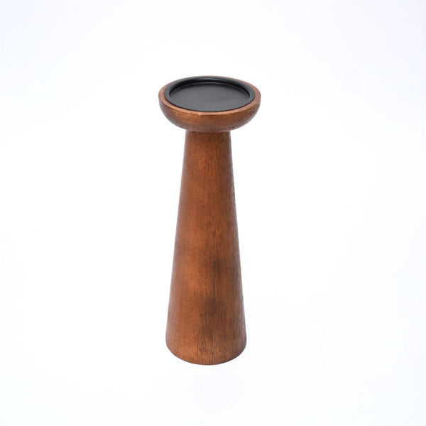 Turned Mango Wood Pillar Candle Holder