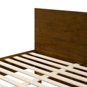 Walnut Platform Queen Bed Frame with Footboard Storage