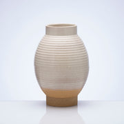 Ribbed Ceramic Short Vase