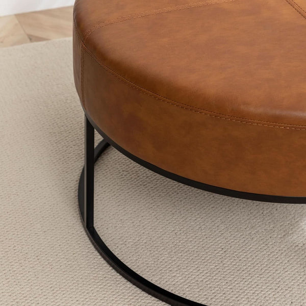 Tan ottoman, round