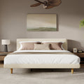 Cream Upholstered Platform Bed Frame Cal-King