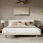 Cream Upholstered Platform Bed Frame Cal-King