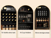Arched Black Wood Bar Cabinet