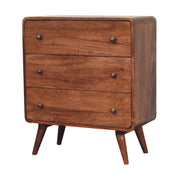 Curved Mango Wood Three-Drawer Dresser