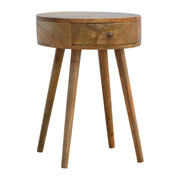 Round Mango Wood Nightstand