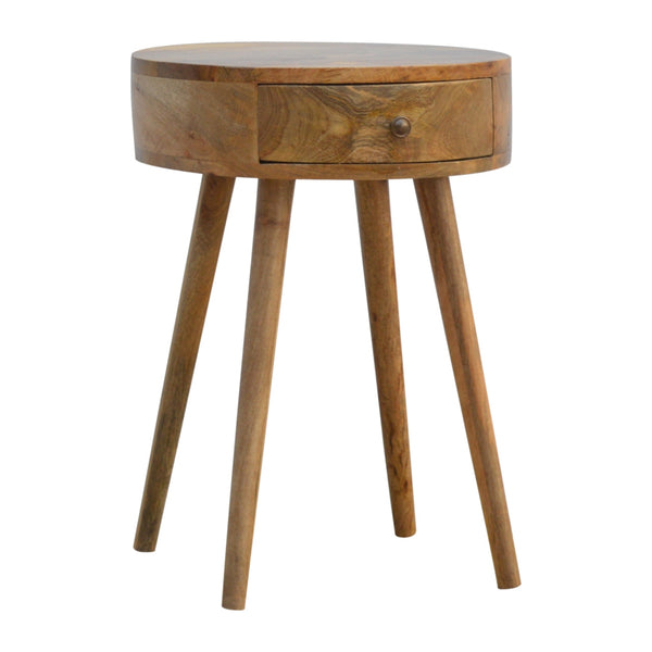 Round Mango Wood Nightstand