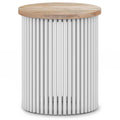 Fluted Metal Rod Round Accent Table