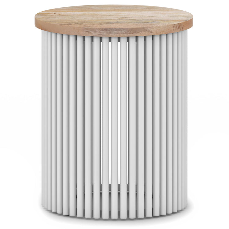 Fluted Metal Rod Round Accent Table
