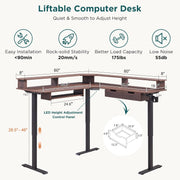 Dark Walnut L-Shape Electric Standing Desk – home office set (view 2) | Roost & Roam