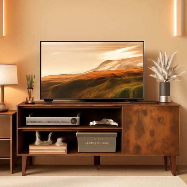 Mid-Century Wood-Grain TV Stand