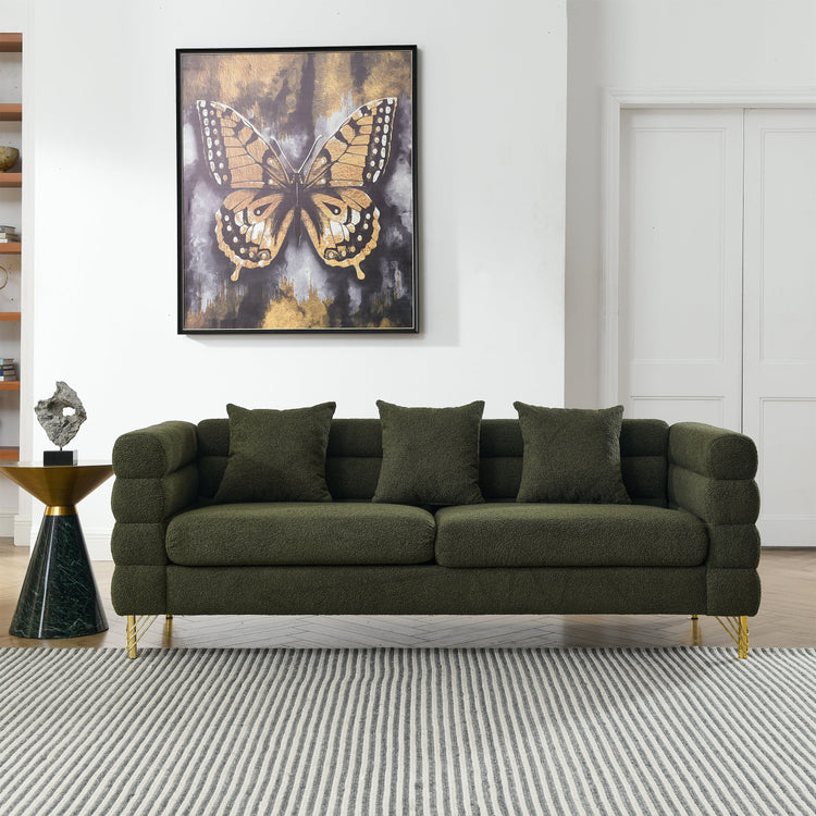 Boucle Channel-Arm Three-Seat Sofa — alternate view or variant option