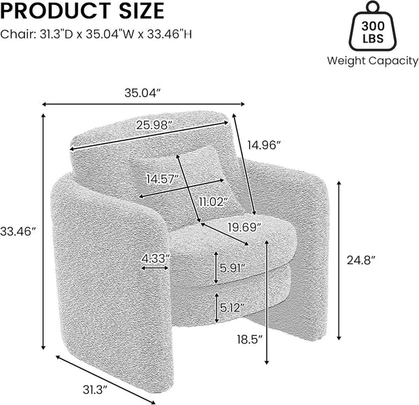 Oversized Boucle-Texture Accent Chair – chair (view 2) | Roost & Roam